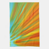 Abstracte rode gele oranje groene strepen op blauw theedoek (Verticaal)