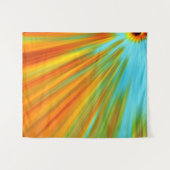 Abstracte rode gele oranje groene strepen op blauw wandkleed (Voorkant (horizontaal))