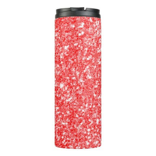 Abstracte rode glitter en witte Sparks Thermosbeker (Achterkant)