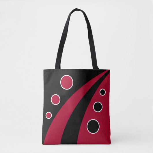 Abstracte rode golven met zwarte en geweerkaatste  tote bag (Voorkant)