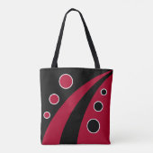 Abstracte rode golven met zwarte en geweerkaatste  tote bag (Achterkant)