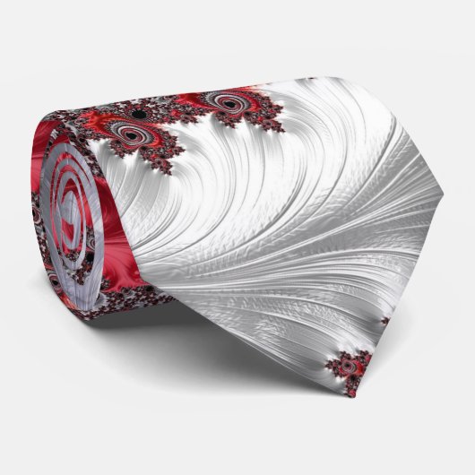 Abstracte rode gradiënt spiraal fractaal stropdas (Opgerold)