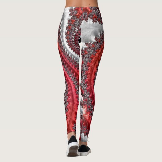 Abstracte rode gradiënt wervelfractal leggings (Achterkant)