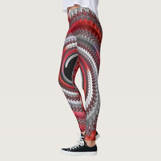 Abstracte rode gradiënt wervelfractal leggings (Links)