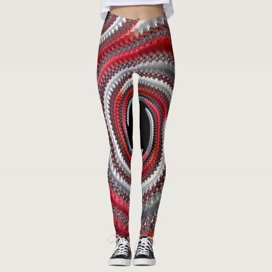 Abstracte rode gradiënt wervelfractal leggings (Voorkant)
