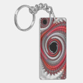 Abstracte rode gradiënt wervelfractal sleutelhanger (Voorkant Links)