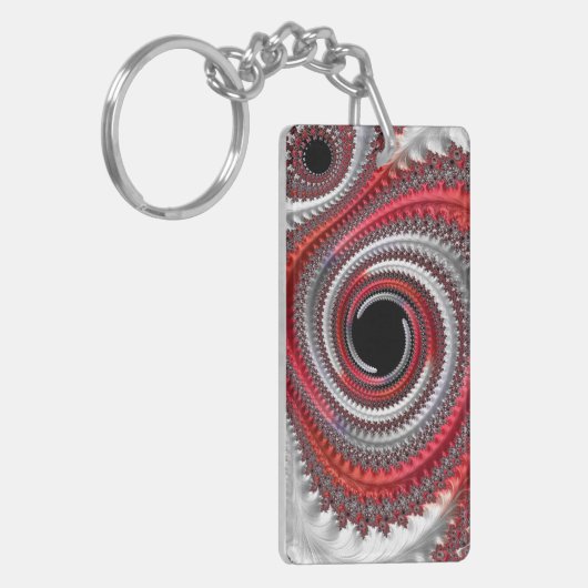 Abstracte rode gradiënt wervelfractal sleutelhanger (Voorkant Links)