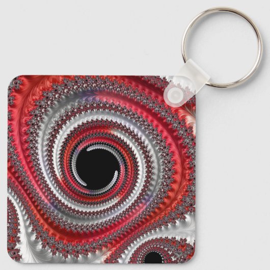 Abstracte rode gradiënt wervelfractal sleutelhanger (Achterkant)