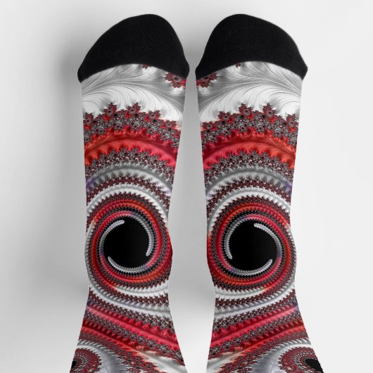 Abstracte rode gradiënt wervelfractal sokken (Top)