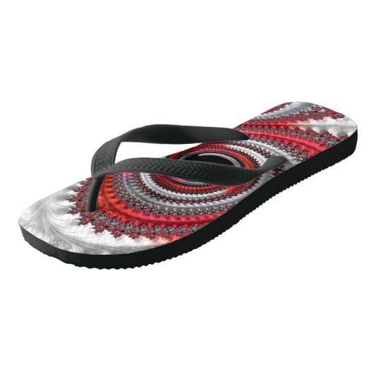 Abstracte rode gradiënt wervelfractal teenslippers (Schuin)