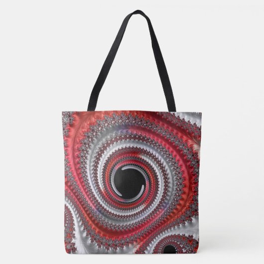 Abstracte rode gradiënt wervelfractal tote bag (Voorkant)