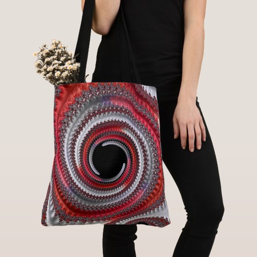 Abstracte rode gradiënt wervelfractal tote bag (Dichtbij)
