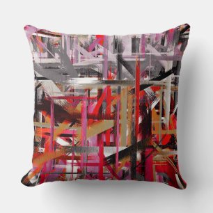Abstracte rode grijze verf kussen