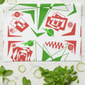 Abstracte rode & groene keukenhanddoek (Gevouwen)