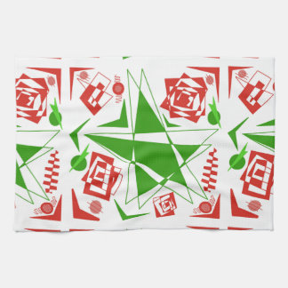 Abstracte rode & groene keukenhanddoek