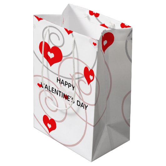 Abstracte rode harten en zwammen medium cadeauzakje (Achterkant Gekanteld)