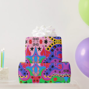 Abstracte rode harten op roze achtergrond cadeaupapier