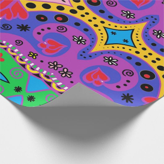 Abstracte rode harten op roze cadeaupapier (Hoek)