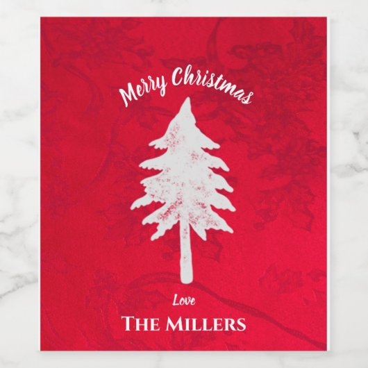 Abstracte rode kerstboom wijn etiket (Enkel label)