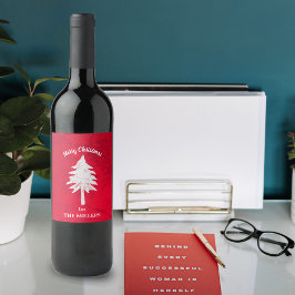 Abstracte rode kerstboom wijn etiket