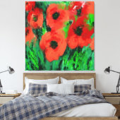 Abstracte Rode Klaprozen Bloemschildering Canvas Afdruk (Insitu (Slaapkamer))
