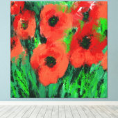 Abstracte Rode Klaprozen Bloemschildering Canvas Afdruk (Insitu (Houten vloer))
