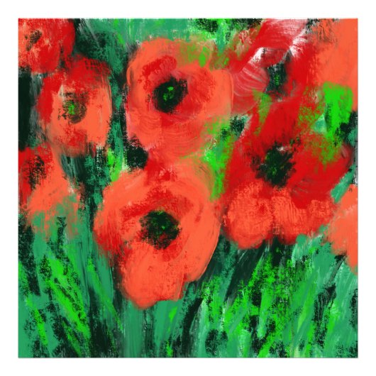 Abstracte Rode Klaprozen Bloemschildering Foto Afdruk (Voorkant)