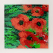 Abstracte Rode Klaprozen Bloemschildering Legpuzzel (Horizontaal)