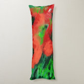 Abstracte Rode Klaprozen Bloemschildering Lichaamskussen (Achterkant (Verticaal))