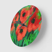Abstracte Rode Klaprozen Bloemschildering Ronde Klok (Hoek)