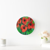 Abstracte Rode Klaprozen Bloemschildering Ronde Klok (Huis)