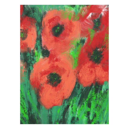 Abstracte Rode Klaprozen Bloemschildering Tafelkleed (Voorkant)