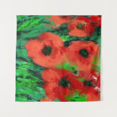Abstracte Rode Klaprozen Bloemschildering Wandkleed (Voorkant (horizontaal))