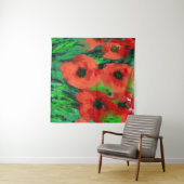 Abstracte Rode Klaprozen Bloemschildering Wandkleed (In Situ (horizontaal))
