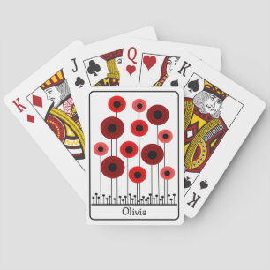 Abstracte Rode Klaprozen Gepersonaliseerd Pokerkaarten