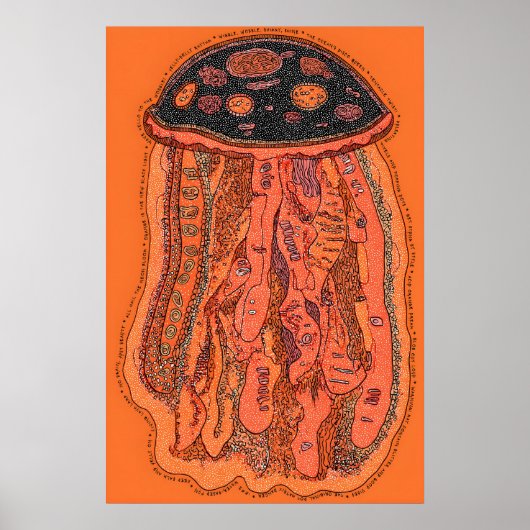 Abstracte Rode Kwallen Pop Art Print Gestippeld (Voorkant)