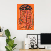 Abstracte Rode Kwallen Pop Art Print Gestippeld (Thuiskantoor)