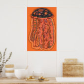 Abstracte Rode Kwallen Pop Art Print Gestippeld (Keuken)
