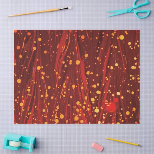 ABSTRACTE RODE MARBLED PAPIER MET GOUDE SPLASHEDEN (Craft)