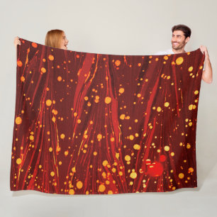 ABSTRACTE RODE MARBLED PAPIER MET GOUDE SPLASHEDEN FLEECE DEKEN