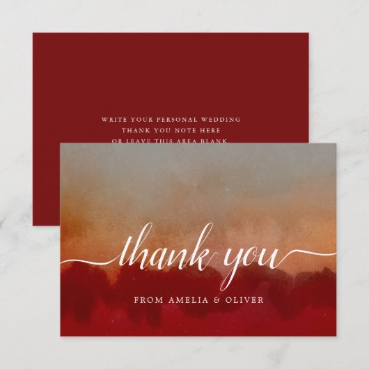 Abstracte rode minimalist bedankpas kaart (Voorkant / Achterkant)