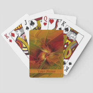 Abstracte rode Oranje bruin-groene kunstbloem Pokerkaarten