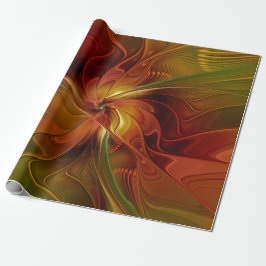 Abstracte rode oranje bruine groene fractale kunst cadeaupapier