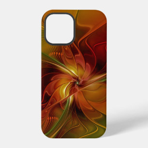 Abstracte rode oranje bruine groene fractale kunst iPhone 12 pro hoesje