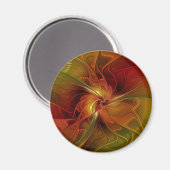 Abstracte rode oranje bruine groene fractale kunst magneet (Voorkant / Achterkant)