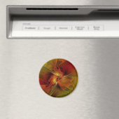 Abstracte rode oranje bruine groene fractale kunst magneet (Insitu (Vaatwasser))