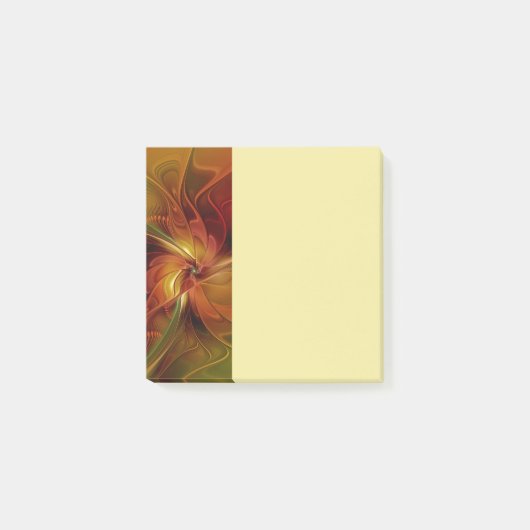 Abstracte rode oranje bruine groene fractale kunst post-it® notes (Voorkant)