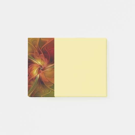 Abstracte rode oranje bruine groene fractale kunst post-it® notes (Voorkant)