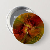 Abstracte rode oranje bruine groene fractale kunst ronde button 7,6 cm (Voorkant /achterkant)