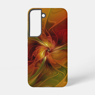 Abstracte rode oranje bruine groene fractale kunst samsung galaxy hoesje